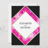 ピンクエレガント白黒と銅金ゴールド結婚ズ 招待状 (裏面)