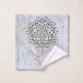 ピンクエレガント石英曼荼羅大理石 バスタオルセット (ウォッシュタオル)