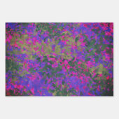 ピンクエレガント紫と青の花模様 ラッピングペーパーシート (正面3)