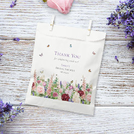 ピンクエレガント紫の花と蝶 フェイバーバッグ