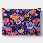 ピンクエレガント紫フォーク花柄 アクセサリーポーチ (正面)