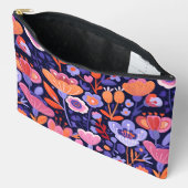 ピンクエレガント紫フォーク花柄 アクセサリーポーチ (見開き)