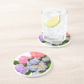 ピンクエレガント紫色の青いフローラアジサイの花束 コースター (側面)