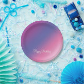 ピンクエレガント紫色の青グラデーション色カラフル ペーパープレート (パーティー)