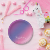 ピンクエレガント紫色の青グラデーション色カラフル ペーパープレート (パーティー)