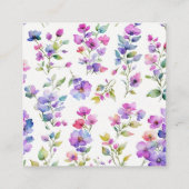 ピンクエレガント紫色ワイルドフラワーQRコードRSVP エンクロージャーカード (裏面)