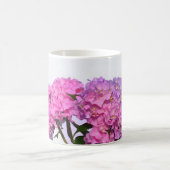 ピンクエレガント紫花模様アジサイ コーヒーマグカップ (中央)