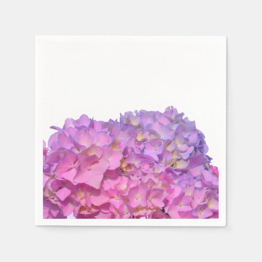 ピンクエレガント紫花模様アジサイ スタンダードカクテルナプキン (正面)