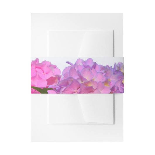 ピンクエレガント紫花模様アジサイ 招待状ベリーバンド (正面例)