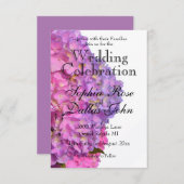 ピンクエレガント紫花模様アジサイ 招待状 (正面/裏面)