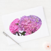 ピンクエレガント紫花模様アジサイ 楕円形シール (封筒)
