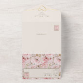 ピンクエレガント結婚フローラ オールインワン招待状 (外側)