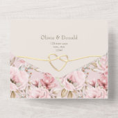 ピンクエレガント結婚フローラ オールインワン招待状 (裏面)