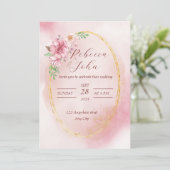 ピンクエレガント結婚式招待状 招待状 (スタンド正面)