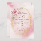 ピンクエレガント結婚式招待状 招待状 (正面/裏面)