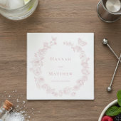 ピンクエレガント色のチノイスリーのバードク結婚スト スタンダードカクテルナプキン