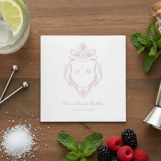 ピンクエレガント色のチノイスリーのバードク結婚スト スタンダードカクテルナプキン