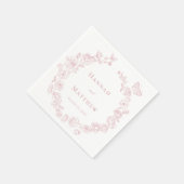 ピンクエレガント色のチノイスリーのバードク結婚スト スタンダードカクテルナプキン (角)