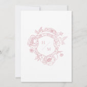 ピンクエレガント色のチノイスリーバード&クレスト結婚ズ 招待状 (裏面)