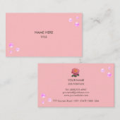 ピンクエレガント色のドット 名刺 (正面/裏面)