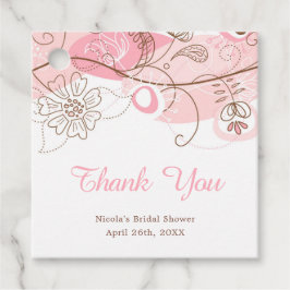 ピンクエレガント色のフローラツイストブライダルシャワー フェイバータグ