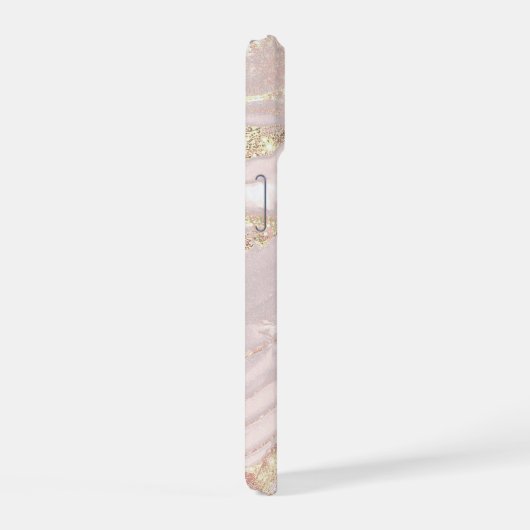 ピンクエレガント色の大理石 iPhone 15ケース (右側面)