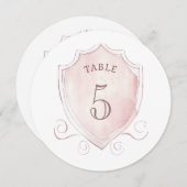 ピンクエレガント色の定紋丸いテーブル番号 (正面/裏面)