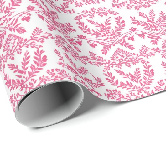 ピンクエレガント色の小さなインディアン花柄 ラッピングペーパー (ロールコーナー)
