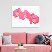 ピンクエレガント色の熱帯フローラ水色フローラ キャンバスプリント (インサイチュ (リビング))