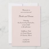 ピンクエレガント色の白いラ結婚ン 招待状 (裏面)