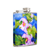 ピンクエレガント色の白い水彩フローラ園 フラスク (右)