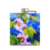 ピンクエレガント色の白い水彩フローラ園 フラスク (裏面)