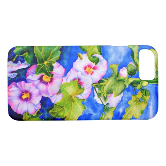 ピンクエレガント色の白い水彩フローラ園 Case-Mate iPhoneケース (裏面(横))