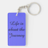 ピンクエレガント色の白い水色の花模様葵 キーホルダー (裏面)