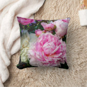 ピンクエレガント色の白い牡丹フローラ園写真 クッション (ブランケット)