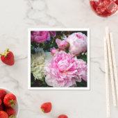 ピンクエレガント色の白い牡丹フローラ園写真 スタンダードカクテルナプキン (インサイチュ)