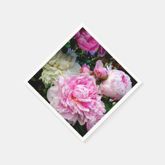 ピンクエレガント色の白い牡丹フローラ園写真 スタンダードカクテルナプキン (角)