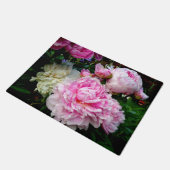 ピンクエレガント色の白い牡丹フローラ園写真 ドアマット (アングル)