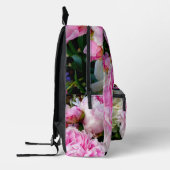 ピンクエレガント色の白い牡丹フローラ園写真 プリントバックパック (左)