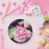 ピンクエレガント色の白い牡丹フローラ園写真 ペーパープレート (パーティー)