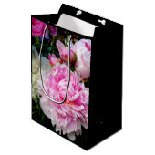 ピンクエレガント色の白い牡丹フローラ園写真 ミディアムペーパーバッグ (正面アングル)