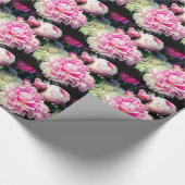 ピンクエレガント色の白い牡丹フローラ園写真 ラッピングペーパー (コーナー)