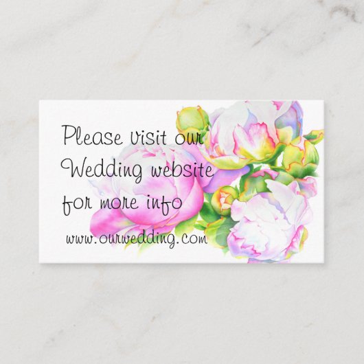 ピンクエレガント色の白い牡丹フローラ水色 エンクロージャーカード (正面)