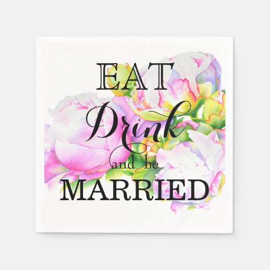 ピンクエレガント色の白い牡丹フローラ水色 スタンダードカクテルナプキン (正面)