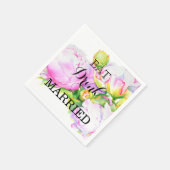 ピンクエレガント色の白い牡丹フローラ水色 スタンダードカクテルナプキン (角)