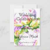 ピンクエレガント色の白い牡丹フローラ水色 セーブザデート (正面)