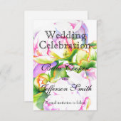 ピンクエレガント色の白い牡丹フローラ水色 セーブザデート (正面/裏面)