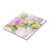 ピンクエレガント色の白い牡丹フローラ水色 タイル (側面)