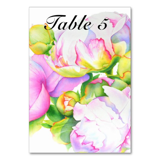 ピンクエレガント色の白い牡丹フローラ水色 テーブルナンバー (正面)