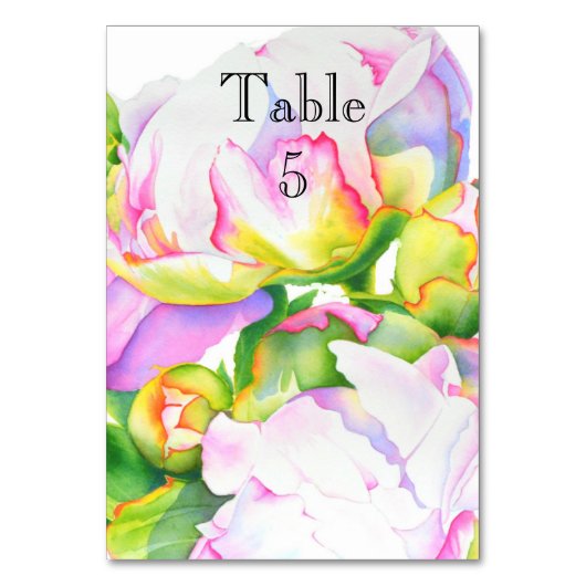 ピンクエレガント色の白い牡丹フローラ水色 テーブルナンバー (正面)